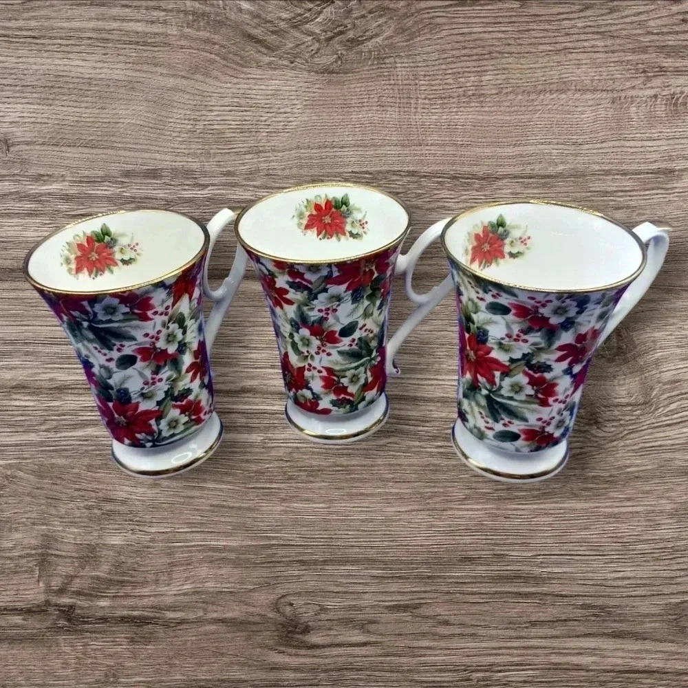 Royal Patrician poinsetta mug set of 3 coffee mugs